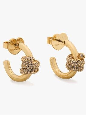 New Kate Spade Ropes & Knots Pave Huggies in Gold on Kate Spade Earring Card